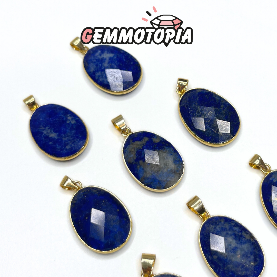 Pendentif Serti Oval Doré Lapis Lazuli