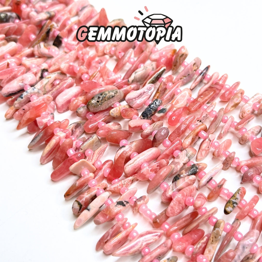 Perle chips longue en Rhodochrosite