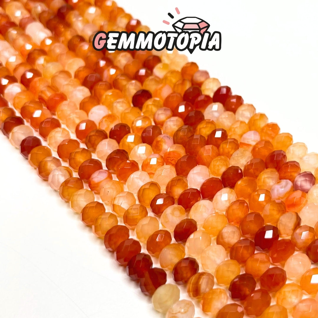 Perle Rondelle Facettée Cornaline