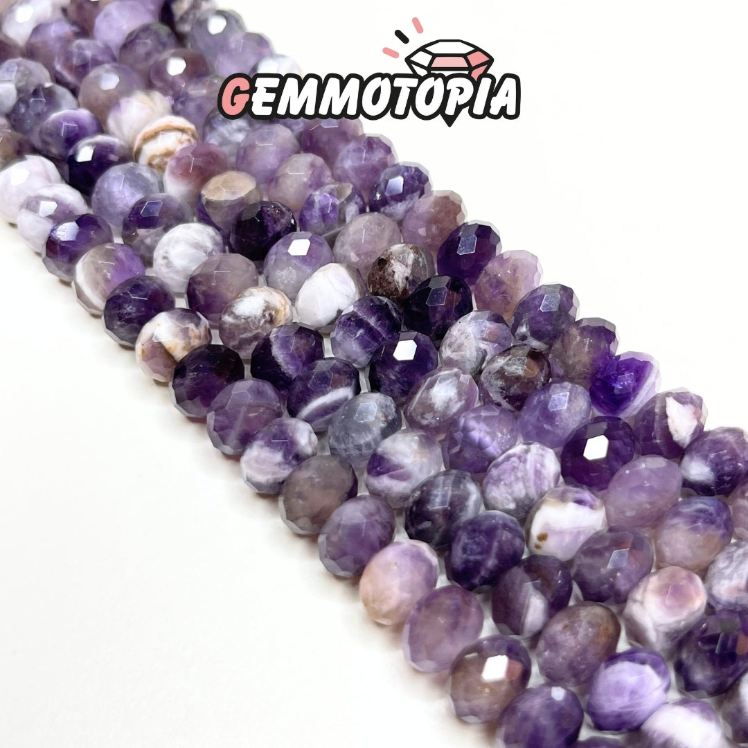 Perle Rondelle Facettée Améthyste Chevron 1A