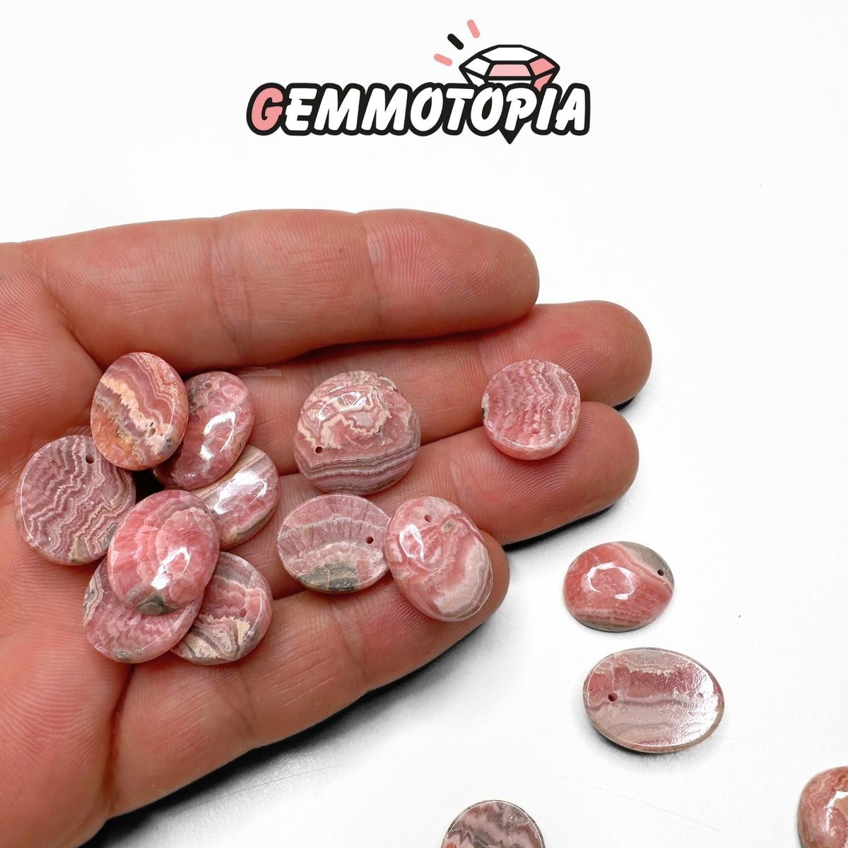 Pendentif Percé Ovale Rhodochrosite