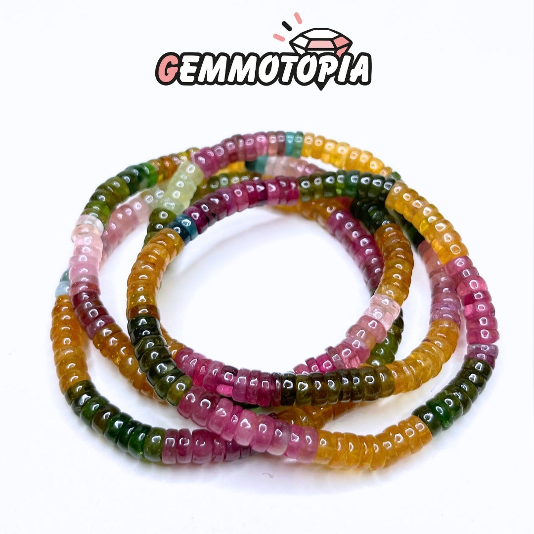 Bracelet Heishi en Tourmaline multicolore 5A