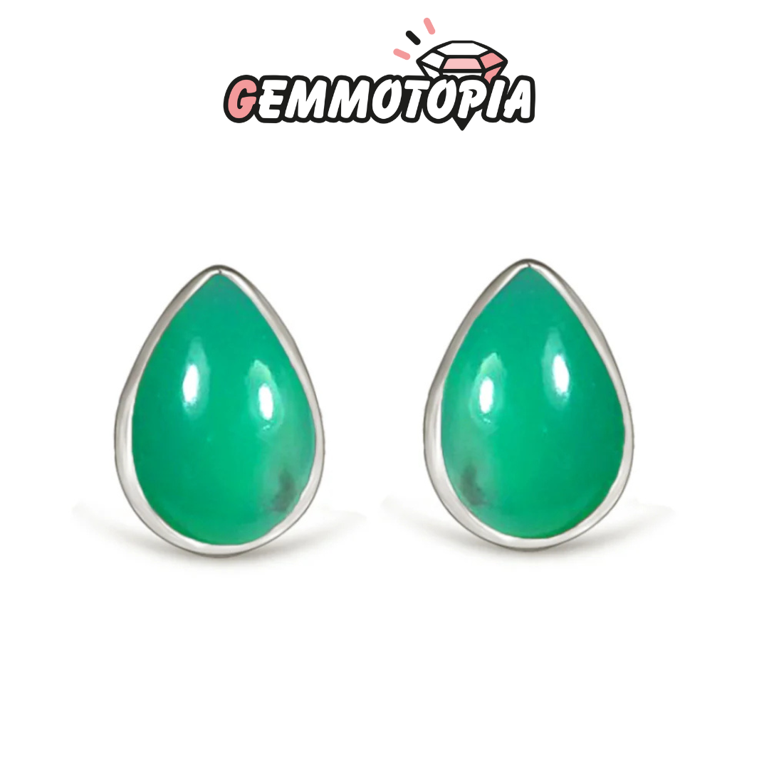 Boucles d&#39;oreilles Chrysoprase Poire 7X5 MM