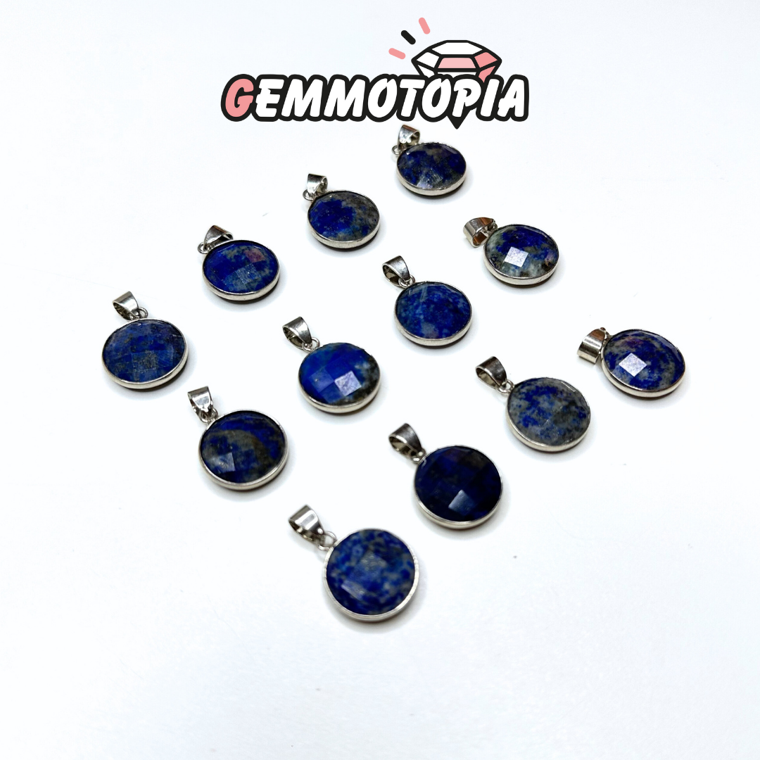 Pendentif Serti Rond Facetté Lapis Lazuli