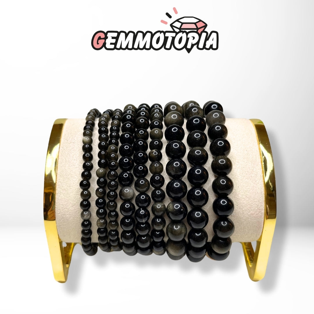 Bracelet Obsidienne Dorée 5A