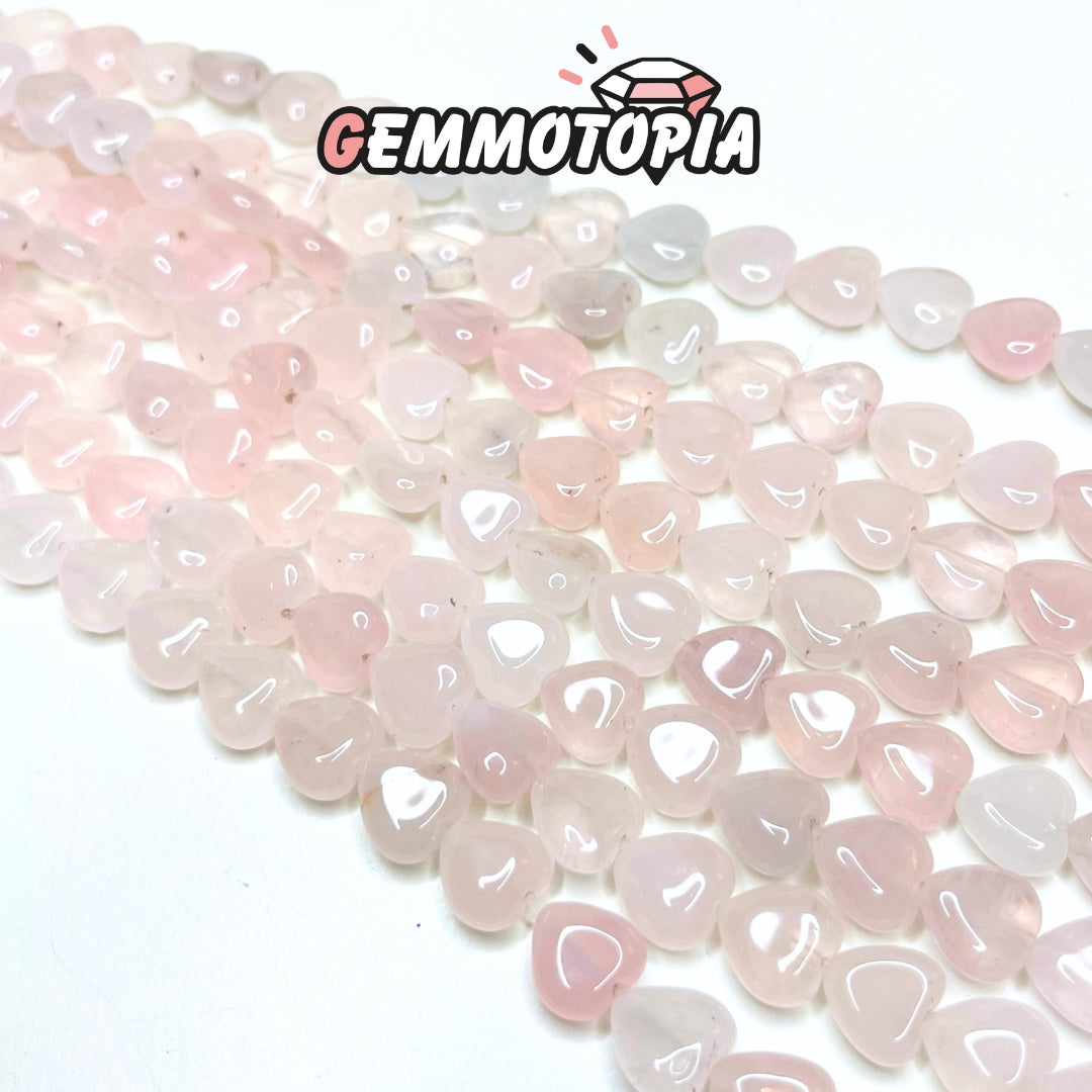 Perle Coeur en Quartz Rose