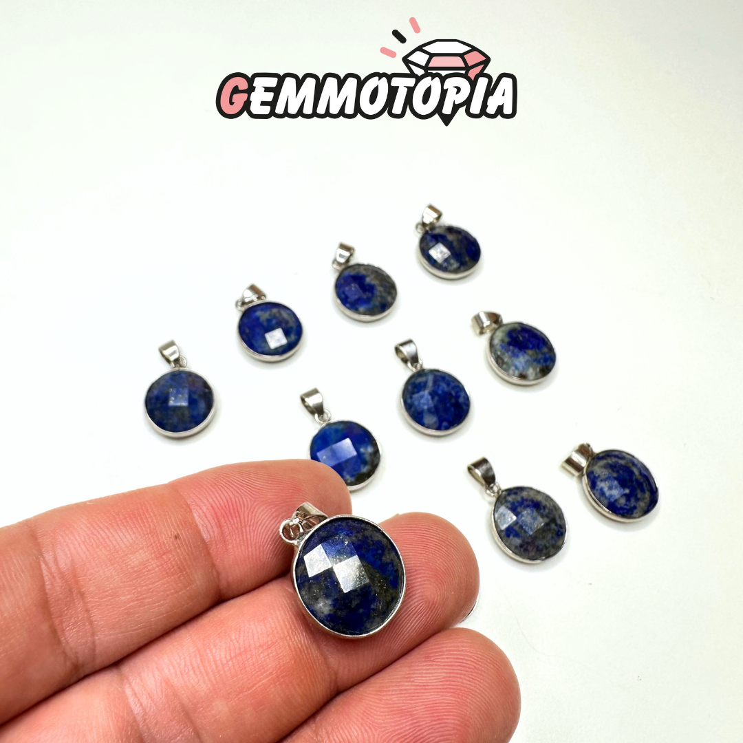 Pendentif Serti Rond Facetté Lapis Lazuli