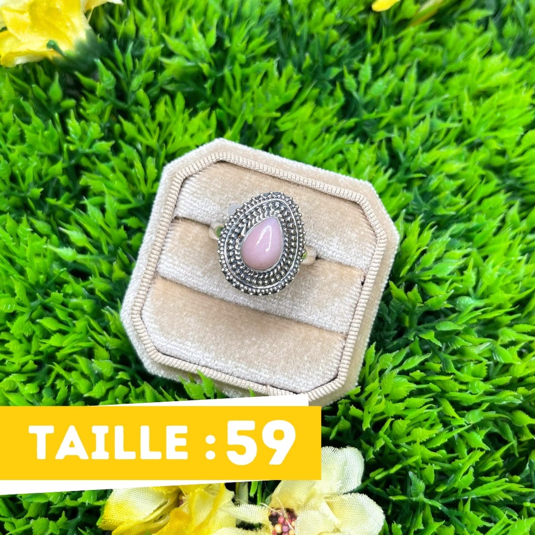 Bague Argent Opale Rose #5