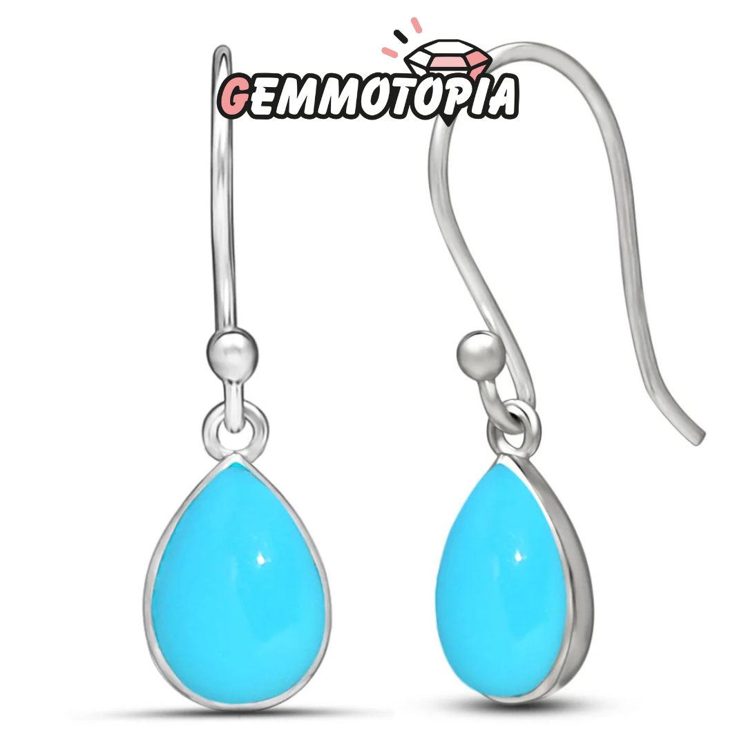 Boucles d&#39;oreilles Turquoise Kingman Poire 10X7 MM