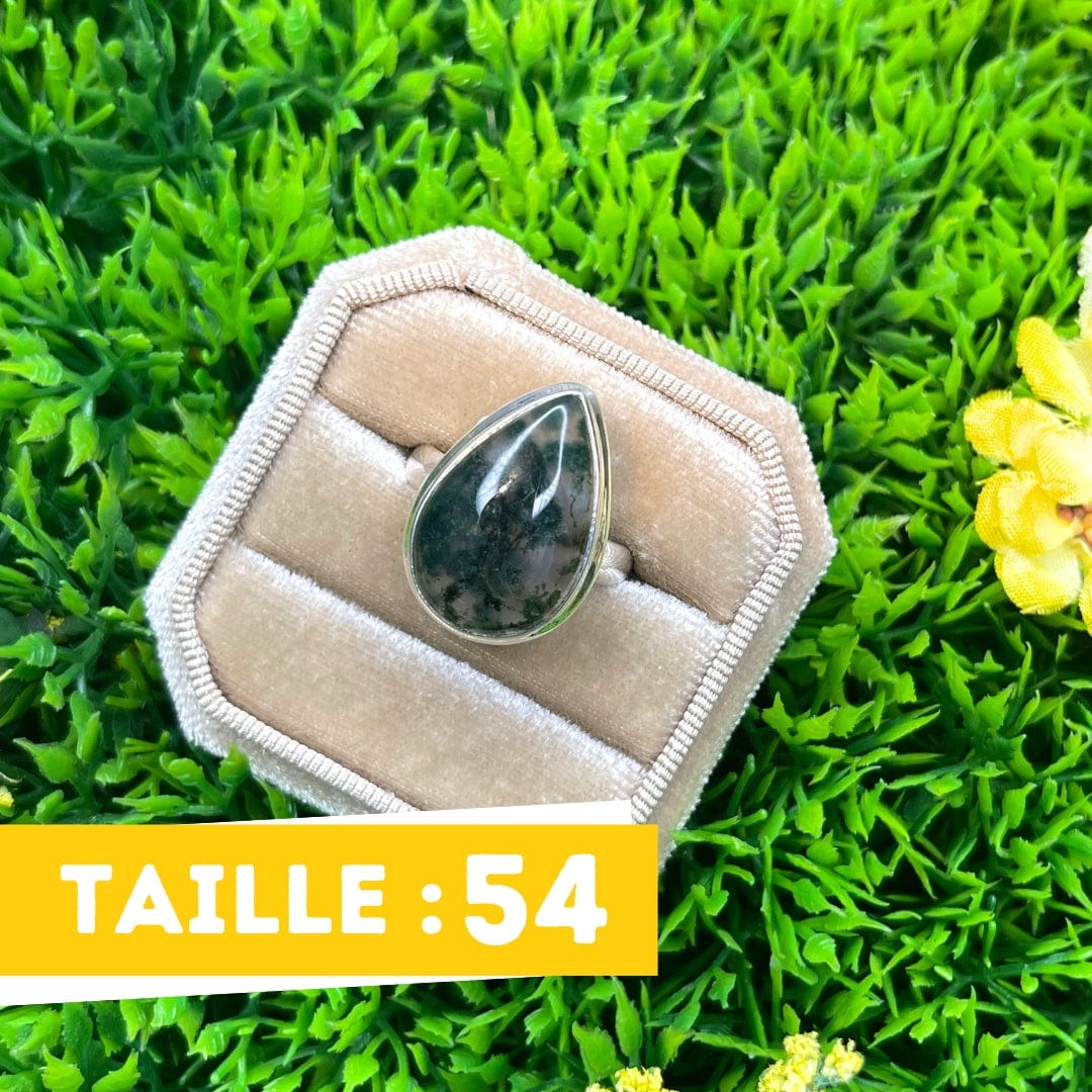 Bague Argent Agate Mousse #10