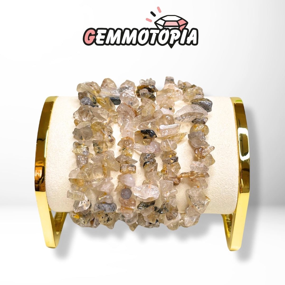 Bracelet Chips Quartz Rutile Doré