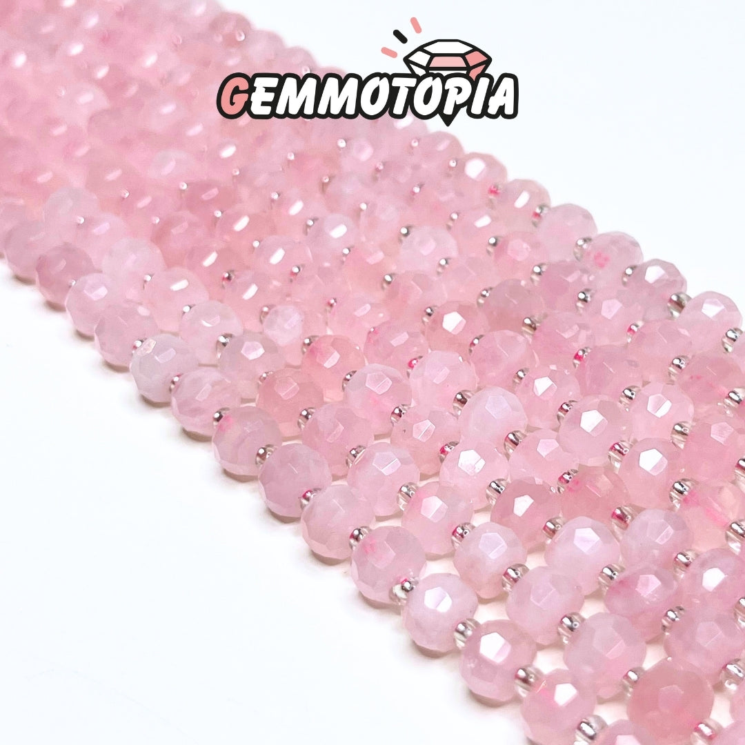 Perle Rondelle Facettée Quartz Rose