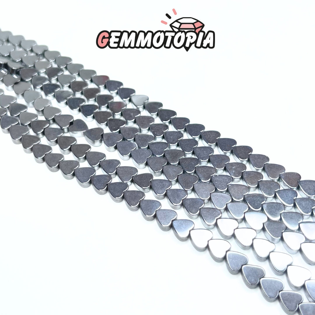 Perle Coeur Hématite Argenté