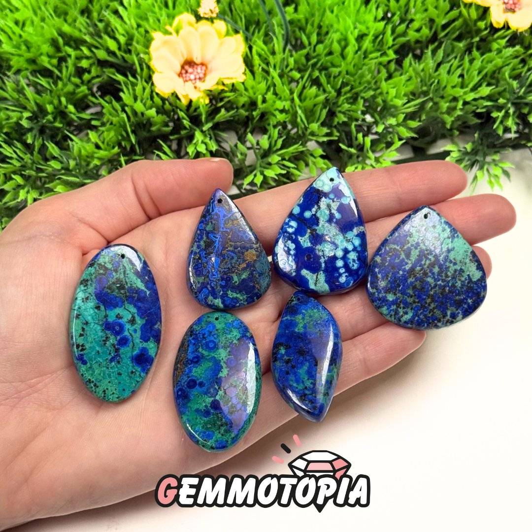Pendentif Percé Azurite Chrysocolle
