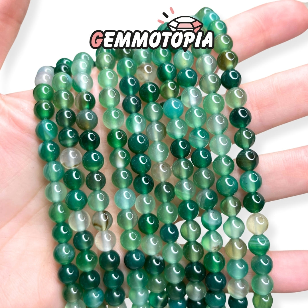 Perle Agate Verte 6 MM