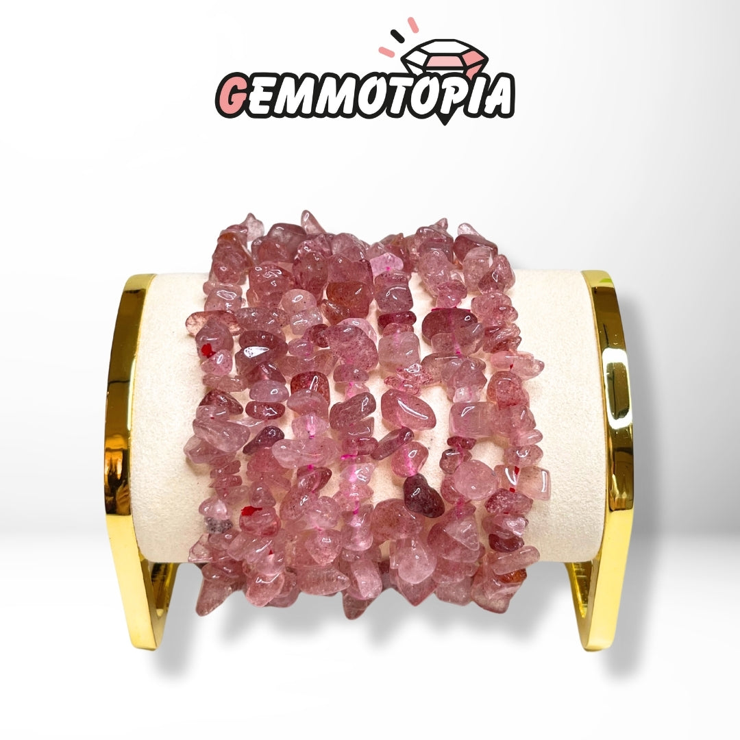 Bracelet Chips en Quartz Fraise 5A