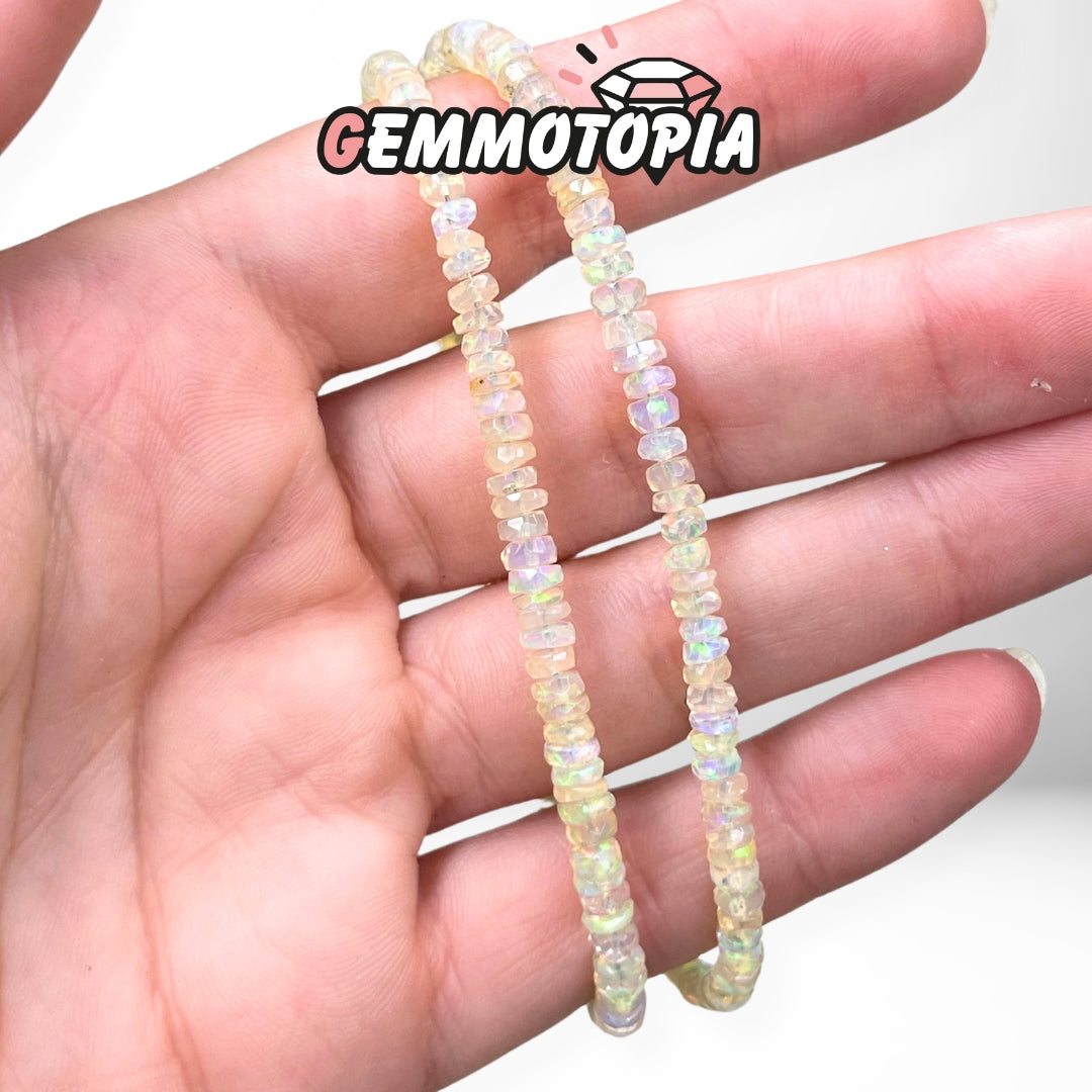 Perle Rondelle Facettée Opale Ethiopienne