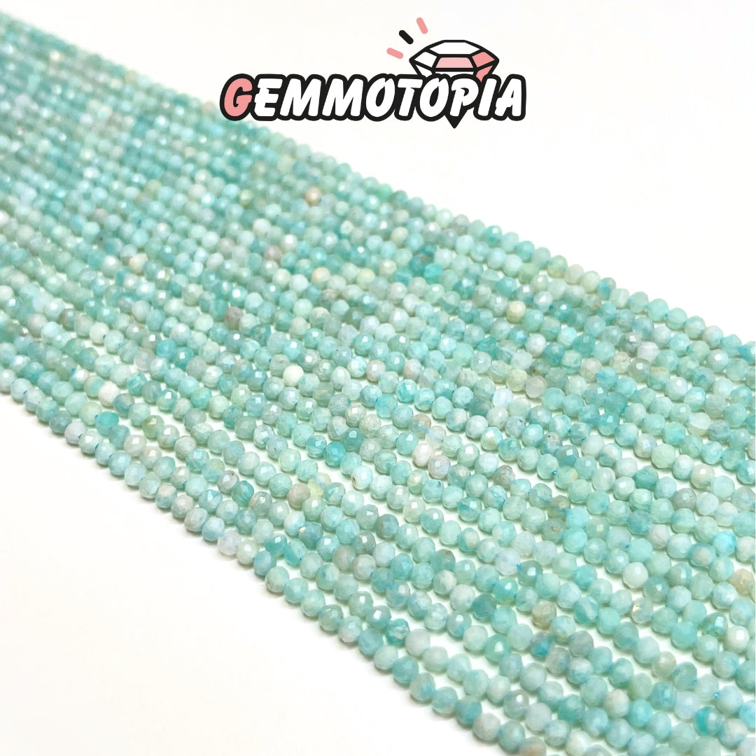 Perle Facettée Amazonite Bleue 2 MM