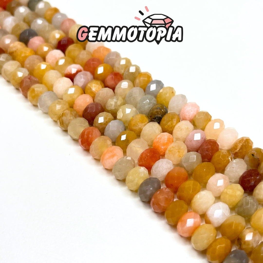 Perle Rondelle Facettée Agate multicolor