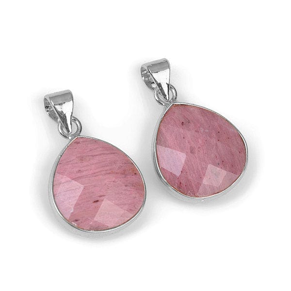 Pendentif Rhodonite Facetté (Doré/Argenté)