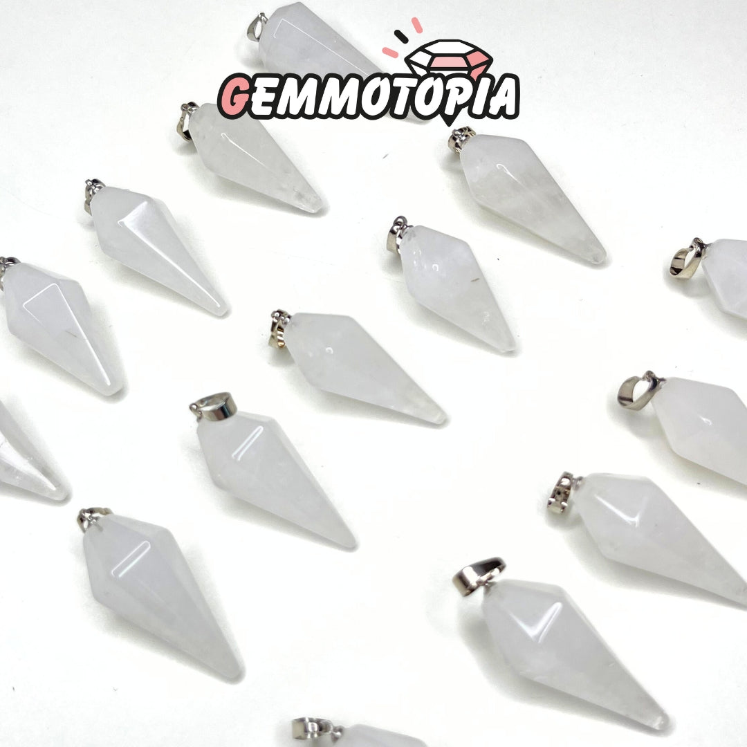 Pendentif pendule Cristal de Roche Aventurine Améthyste