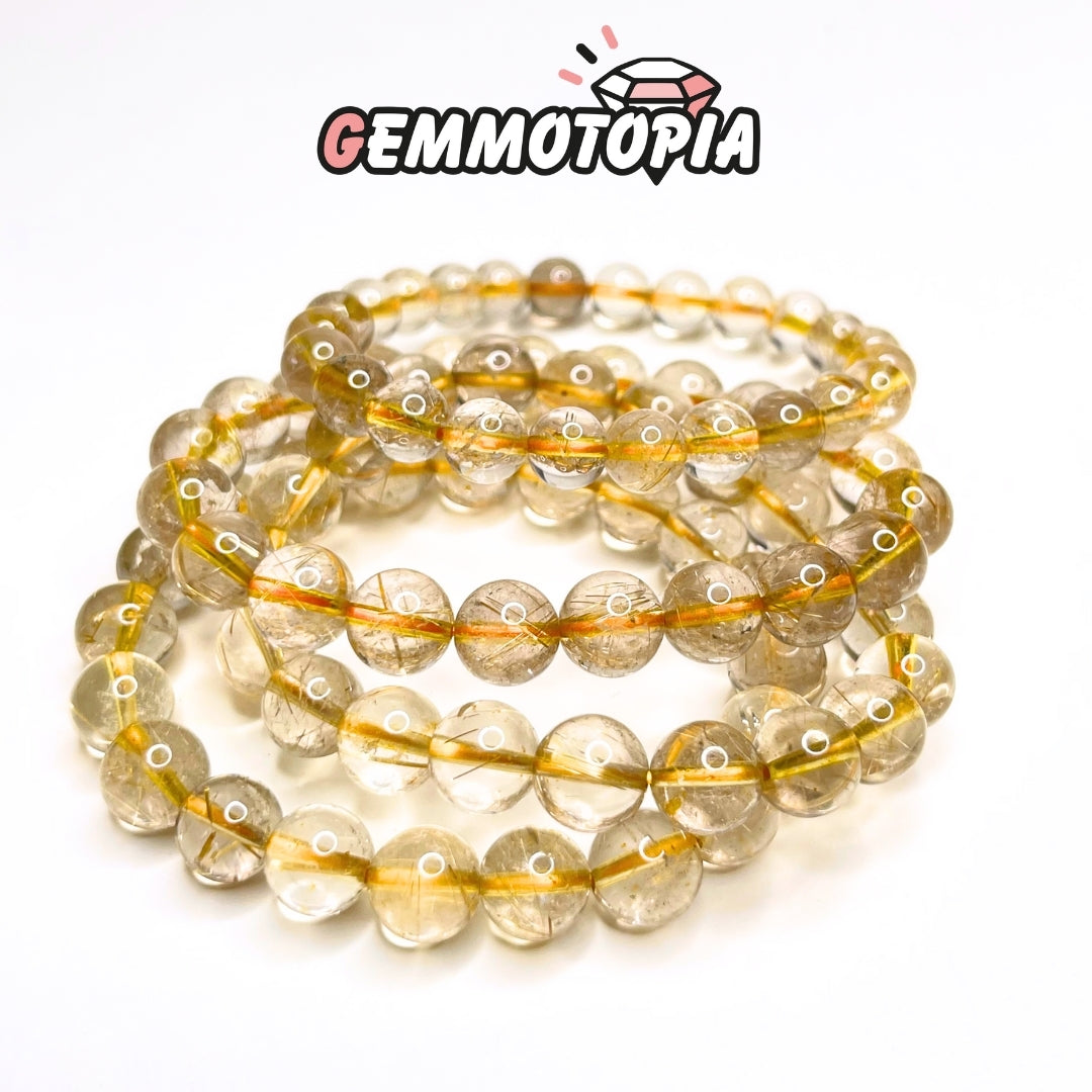 Bracelet en Quartz Rutile Doré 3A