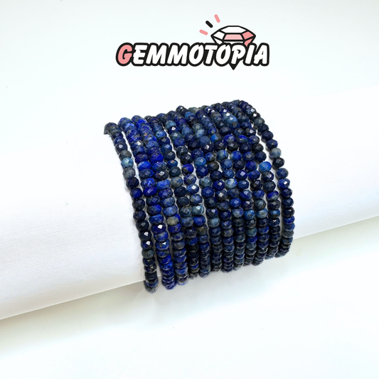 Bracelet Lapis Lazuli Facetté Fermoir Argent