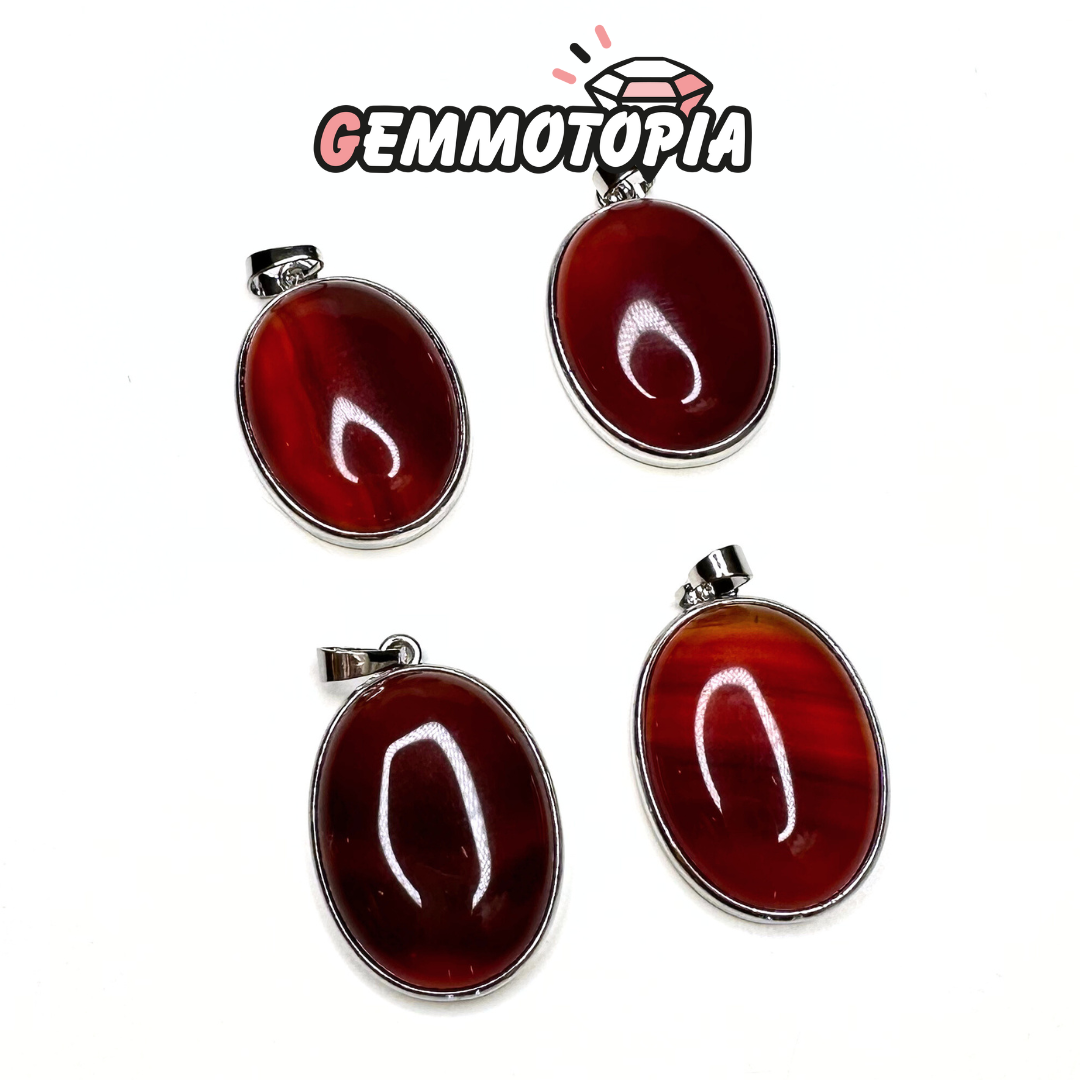 Pendentif Serti Oval Cornaline