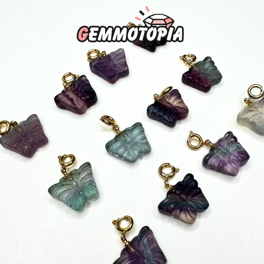 Pendentif Papillon Fluorite Arc-en-Ciel