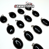 Pendentif Serti Ovale Obsidienne