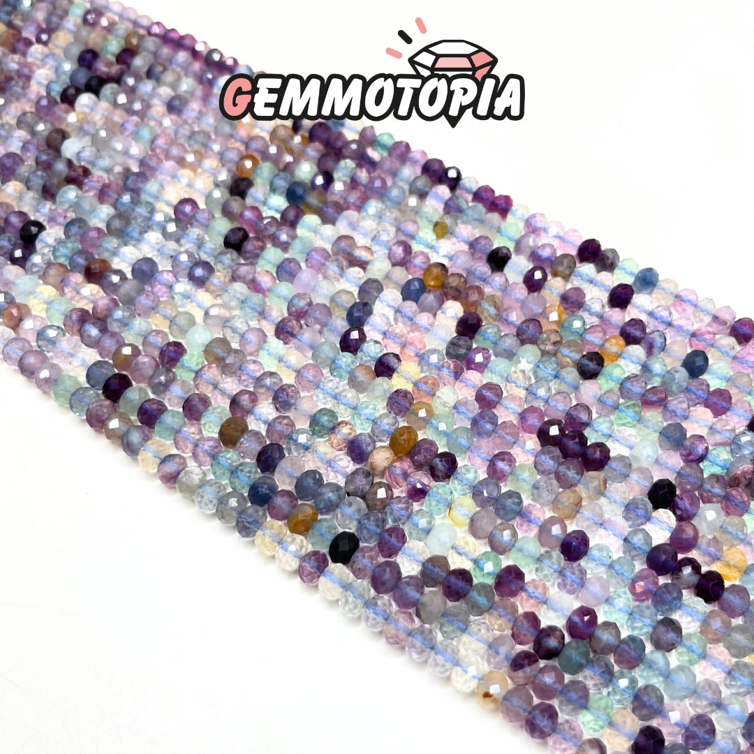 Perle Rondelle Facettée Fluorite Arc-en-Ciel