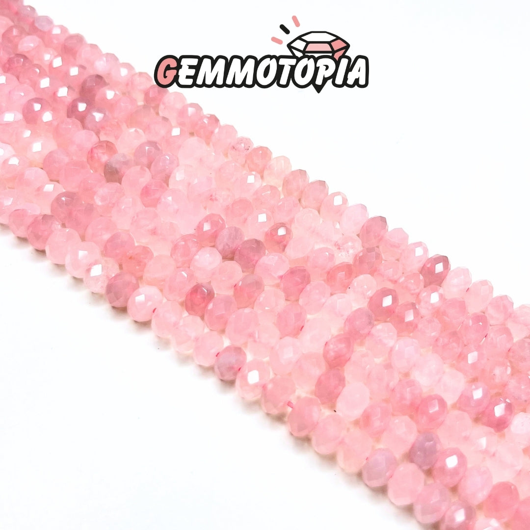 Perle Rondelle Facettée Quartz Rose