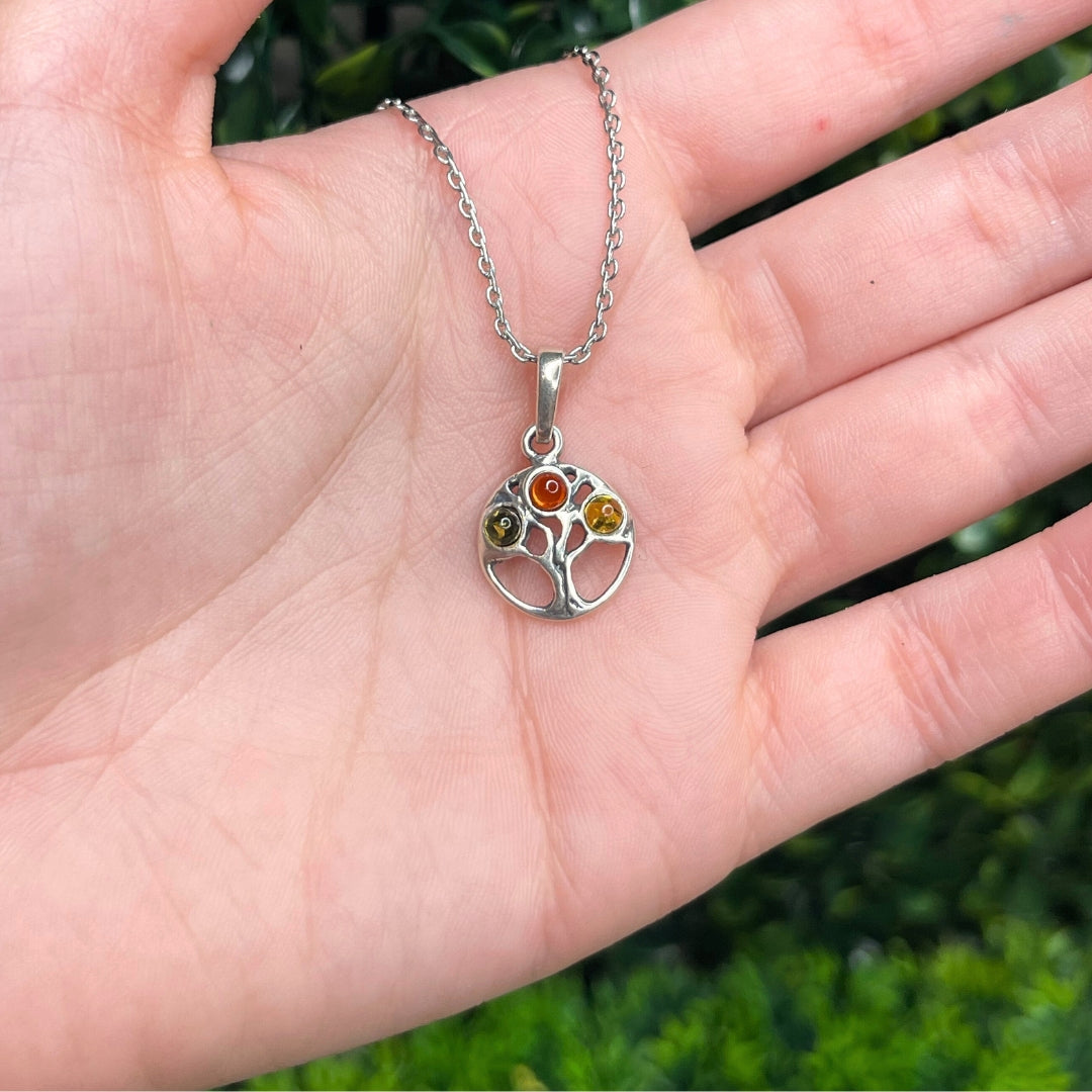 Petit Pendentif Ambre Arbre de vie