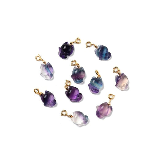 Pendentif Chat Fluorite Arc-en-ciel