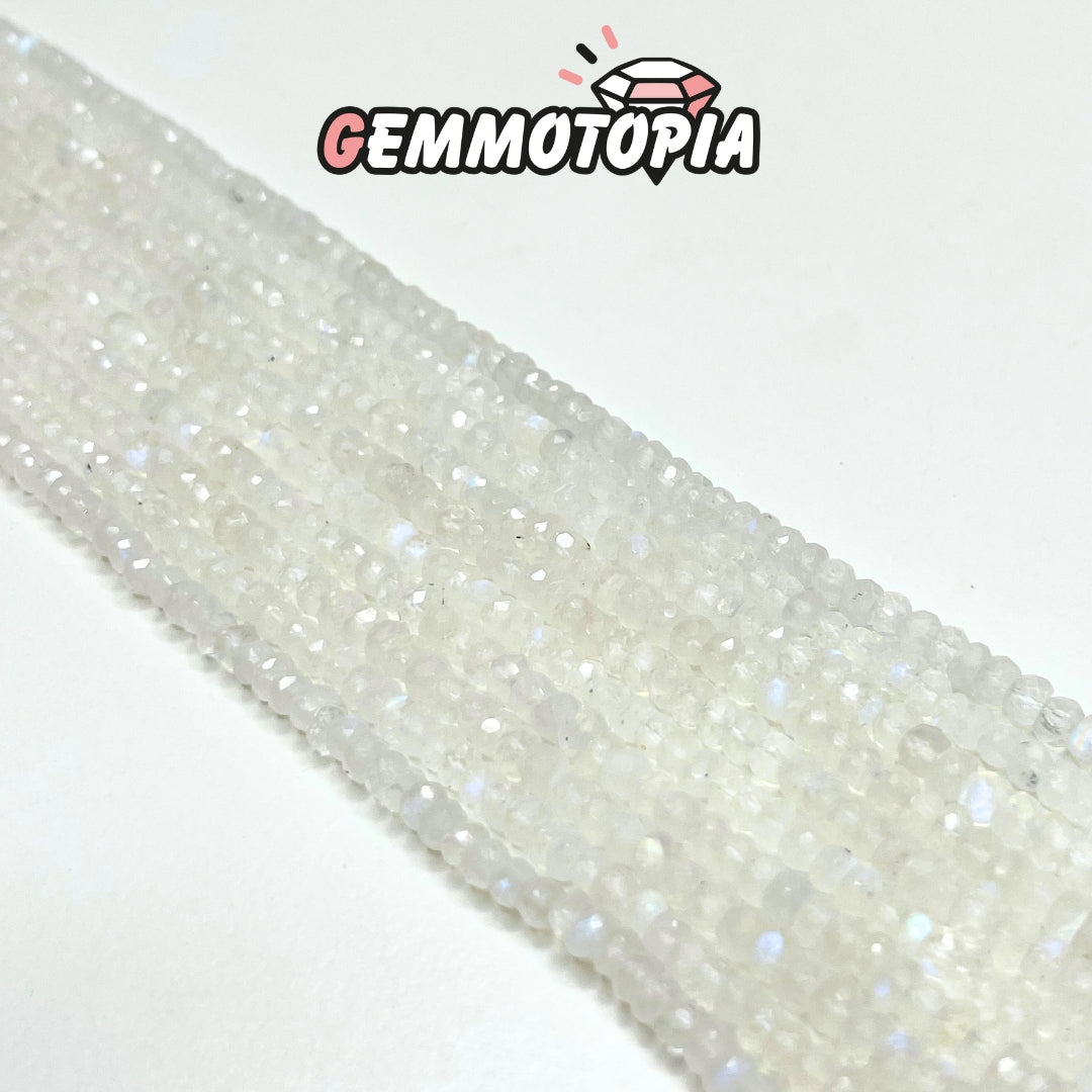 Perle Rondelle facettée Pierre de Lune 5A