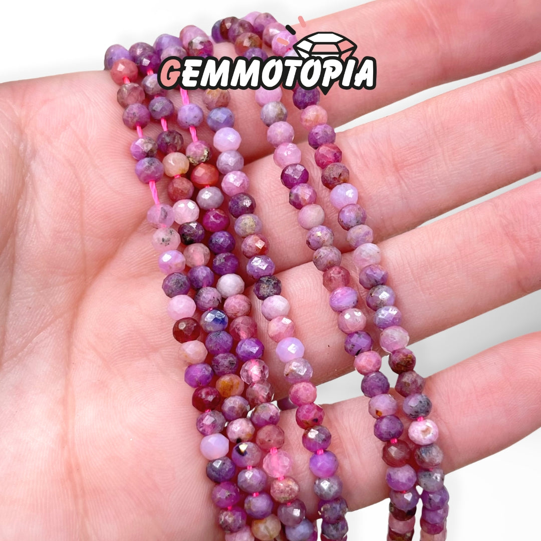 Perle Rondelle Facettée Rubis et Saphir 3x2 MM