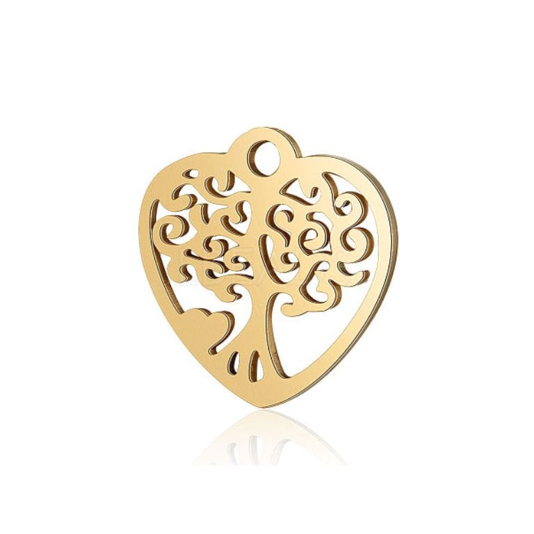 Pendentif Coeur Arbre de Vie Acier Inoxydable