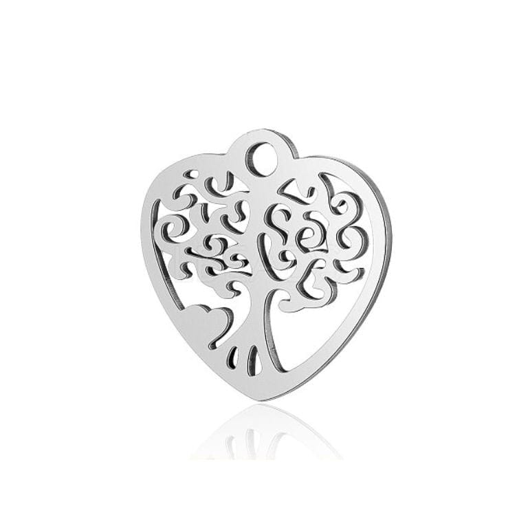 Pendentif Coeur Arbre de Vie Acier Inoxydable