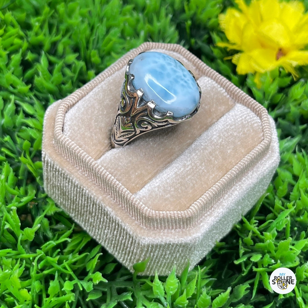 Chevalière Argent Larimar Paon #4