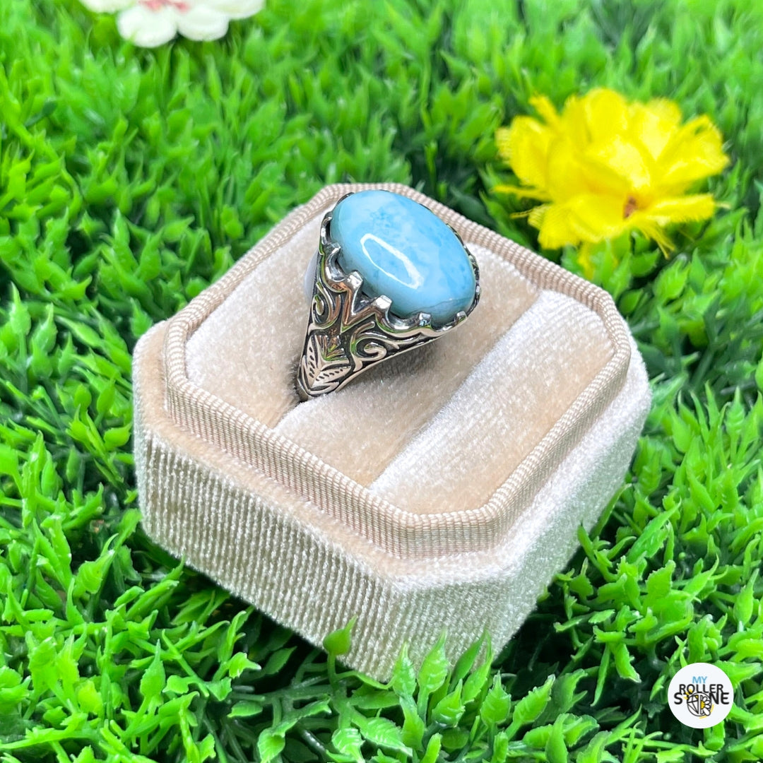 Chevalière Argent Larimar Paon #3