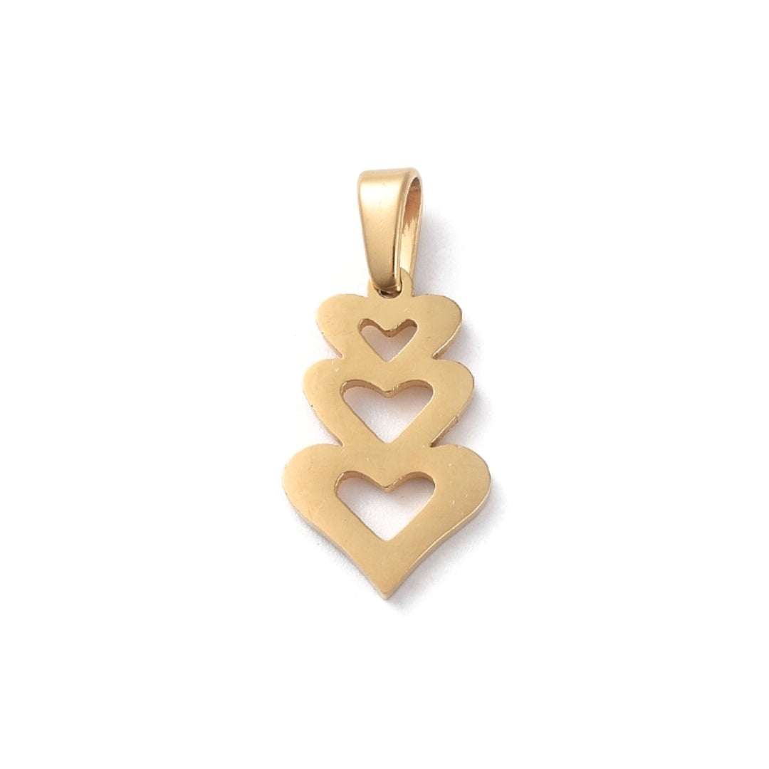 Pendentif Triple Coeur Doré