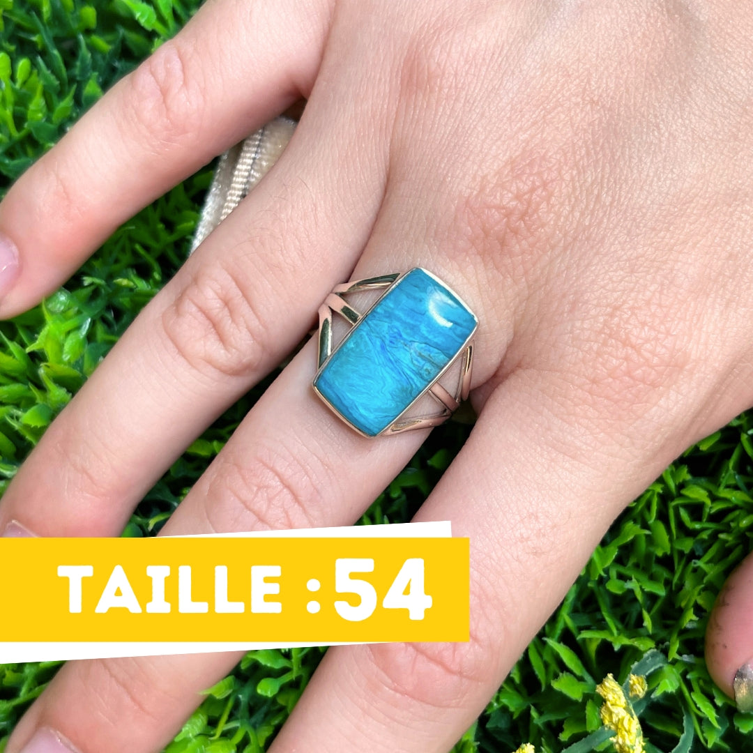 Bague Opale Bleue du Pérou #12