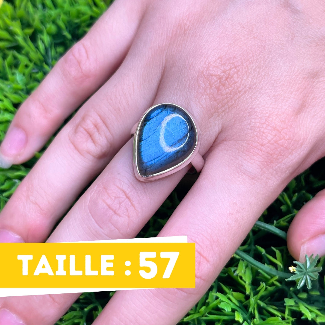 Bague Argent Labradorite Bluefire #70