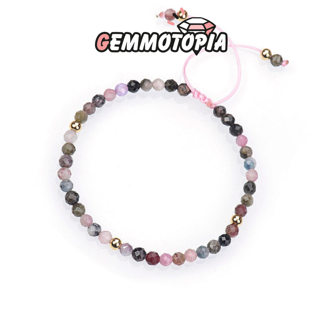 Bracelet Ajustable Tourmaline Multicolore 4mm