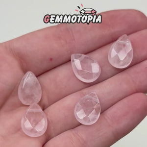 Perle Goutte Facettée en Quartz Rose