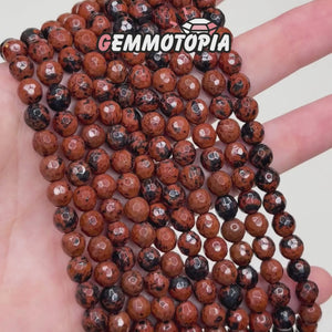 Perles Facettées en Obsidienne Acajou Mahogany