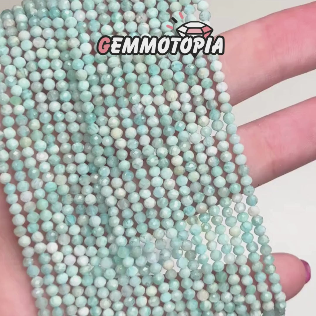 Perle Facettée en Amazonite Bleue 2 MM