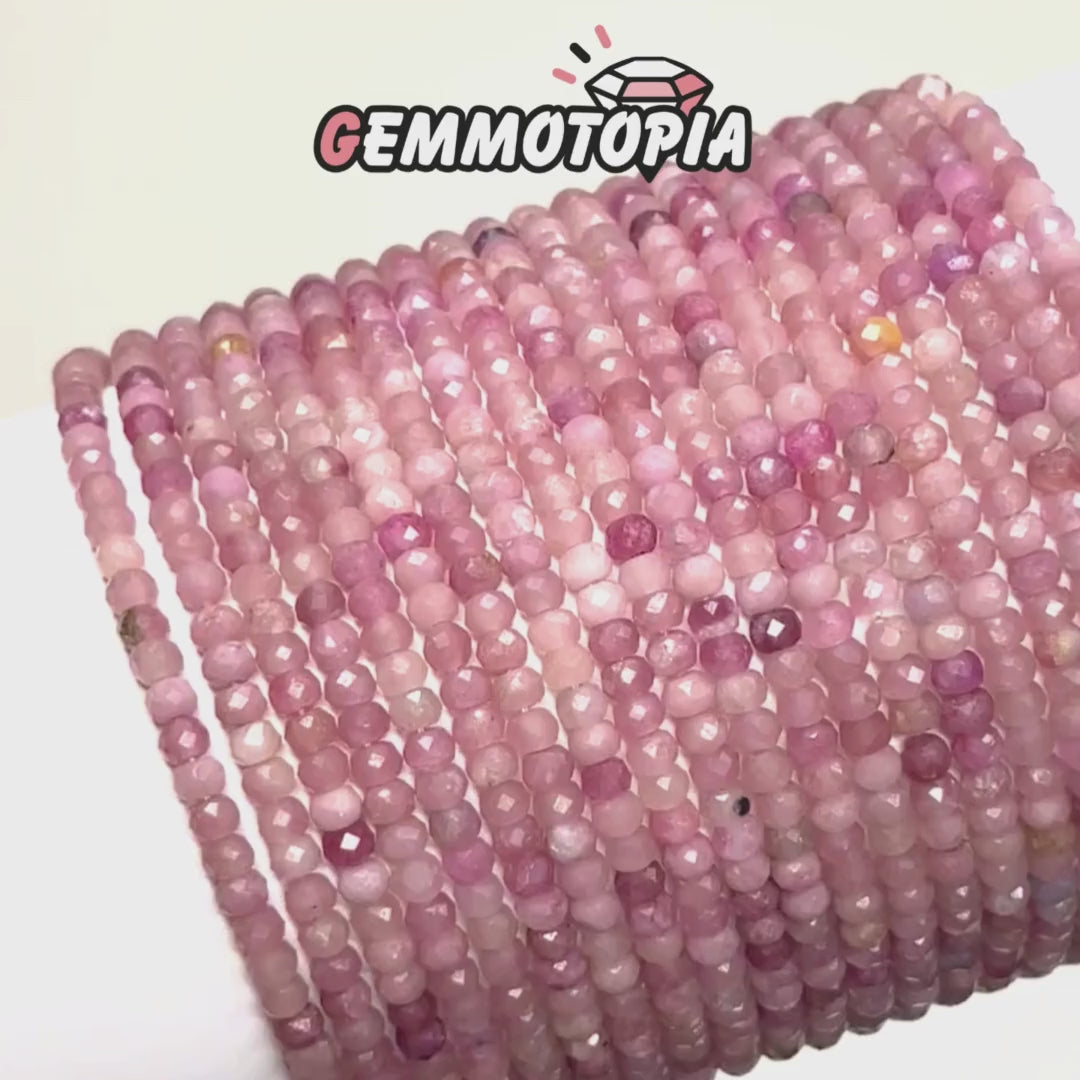 Bracelet Facettée en Tourmaline Rose (Rubellite)